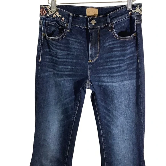 Driftwood Farrah Flower Girl Flare Jeans Embroidered High Rise